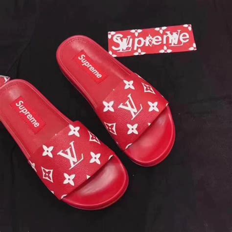 louis vuitton x supreme flip flops|christian louis vuitton flip flops.